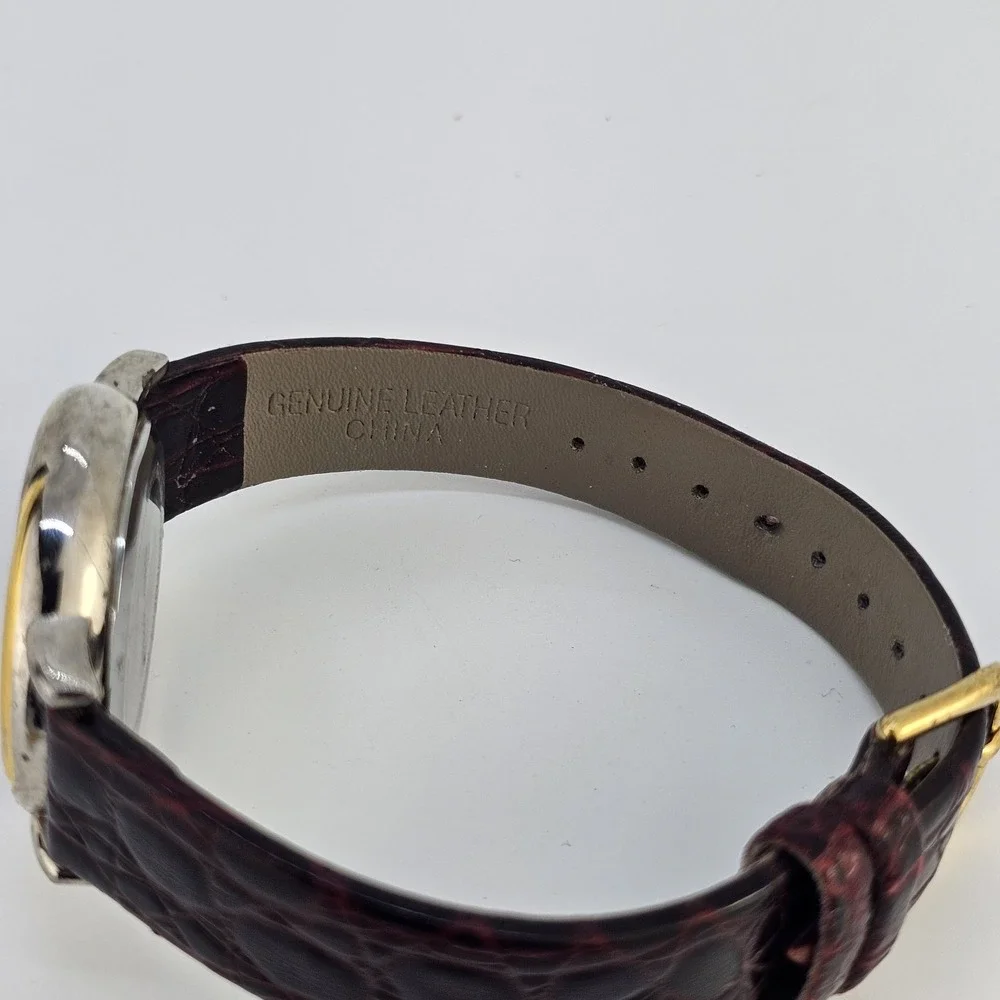 34MM‎ Women's Analog Watch White Dial Brown Leather Bands NEW Battery